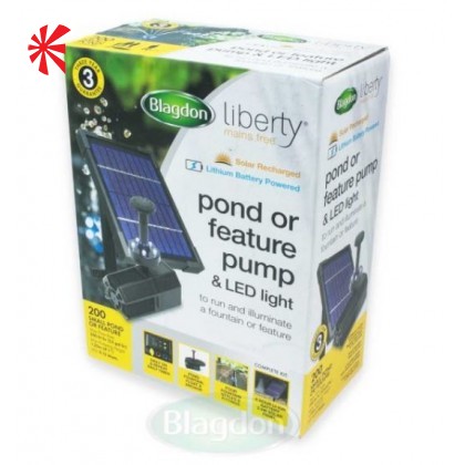 Blagdon Liberty Solar 200 Pond or Feature Pump and LED Light Blagdon Liberty Solar 200 Pond or Feature Pump and LED Light