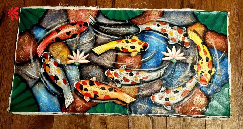 Japanese Koi Oil on Canvas - Unframed